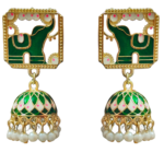 Enamel elephant earrings, Elephant motif Indian earrings