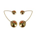 Modern and Minimalistic Gold-Tone Ball Earrings,Front-back earrings