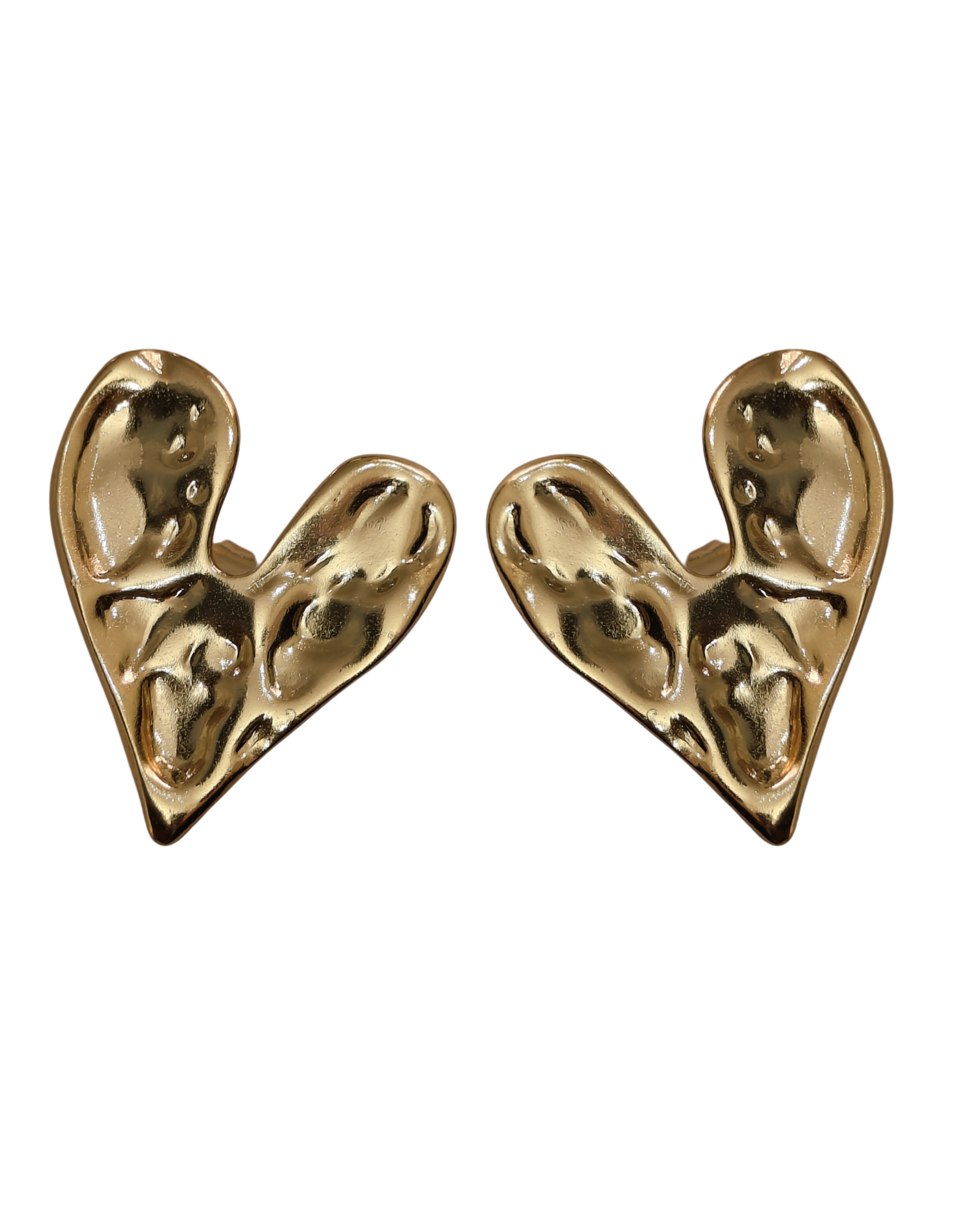 abstract gold sculpted heart stud earrings for women | modern minimal gold earrings