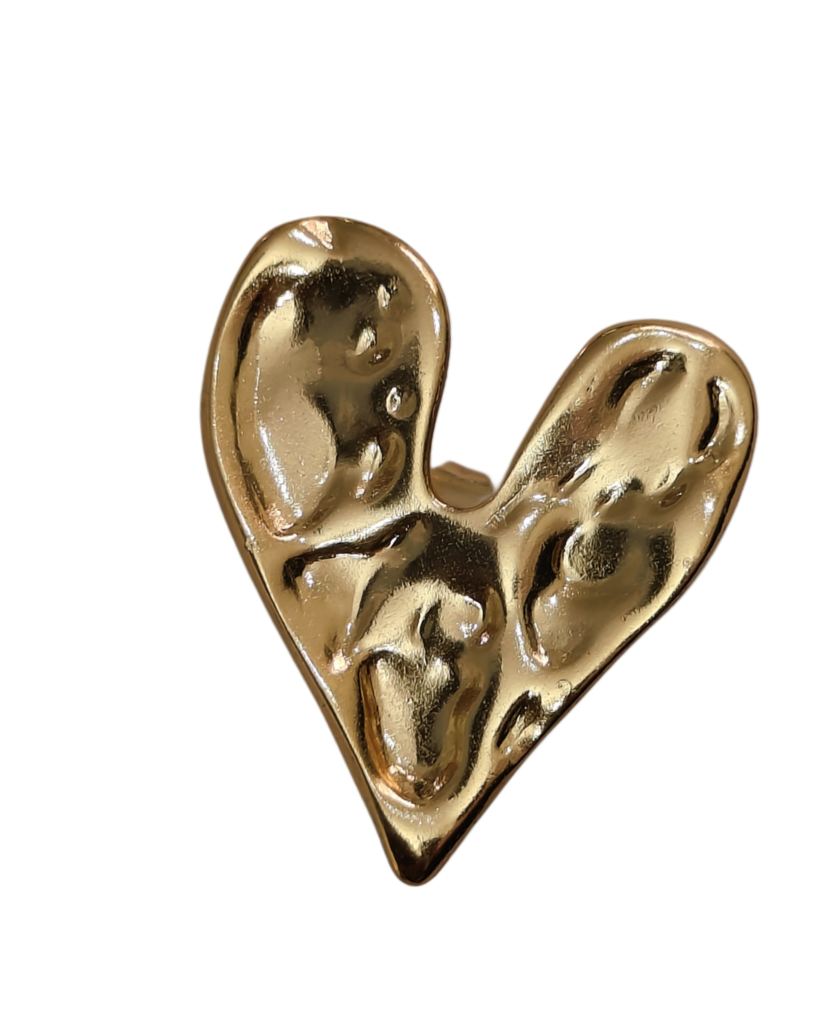 abstract gold sculpted heart stud earrings for women | modern minimal gold earrings