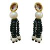 emerald pearl tassel necklace & earrings set for women | ethnic wedding jewelry set