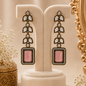 Antique Rose Quartz Statement Drop Earrings