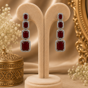 Ruby Red Tiered Statement Drop Earrings