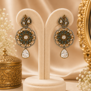 Antique Peacock Motif Floral Statement Earrings