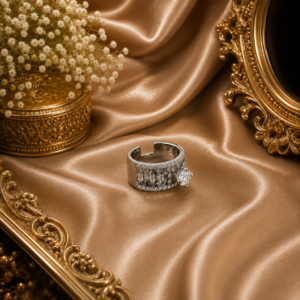 Vintage Crystal Open Band Statement Ring