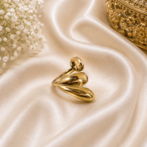 Anti-Tarnish Gold Sculptural Open Ring