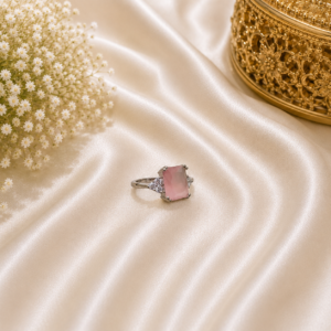 Blush Pink Cushion-Cut Solitaire Statement Ring