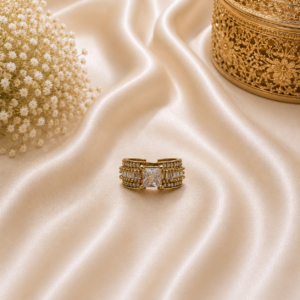 Princess-Cut Crystal Multi-Band Statement Ring