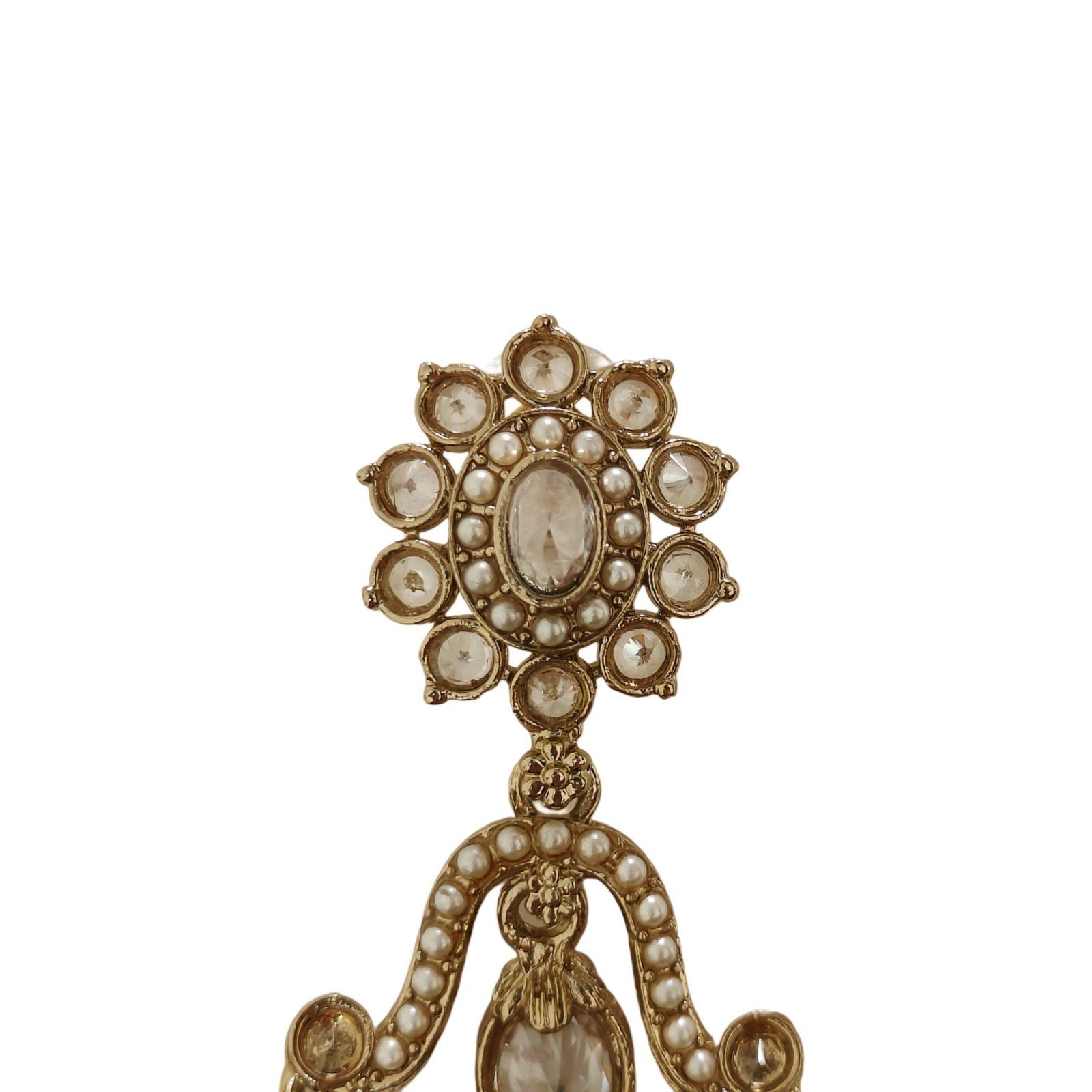 Royal Pearl Kundan Chandelier Earrings