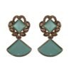 Aqua Stone Floral Drop Statement Earrings