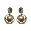 Gold Pearl Halo Crystal Drop Earrings