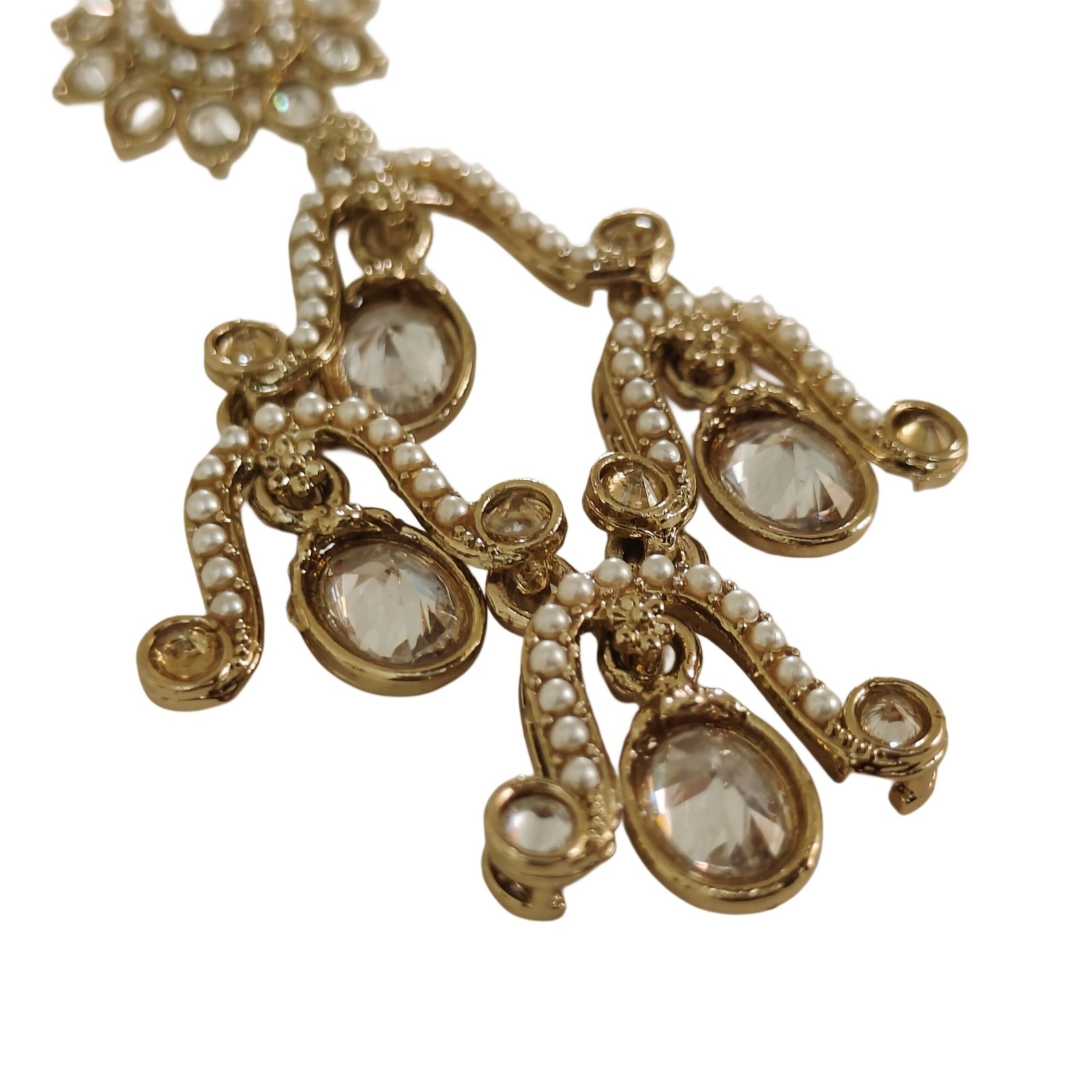 Royal Pearl Kundan Chandelier Earrings