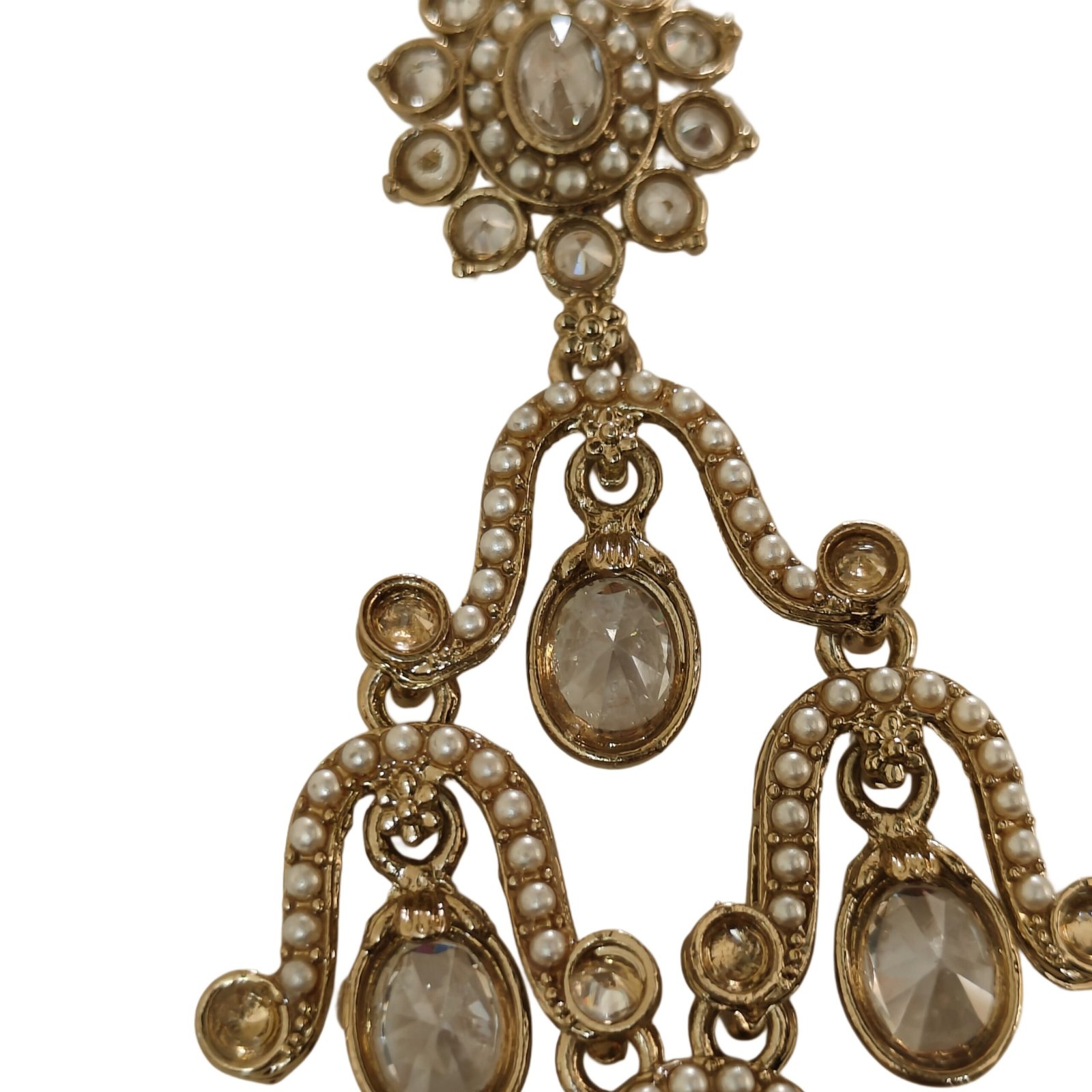 Royal Pearl Kundan Chandelier Earrings