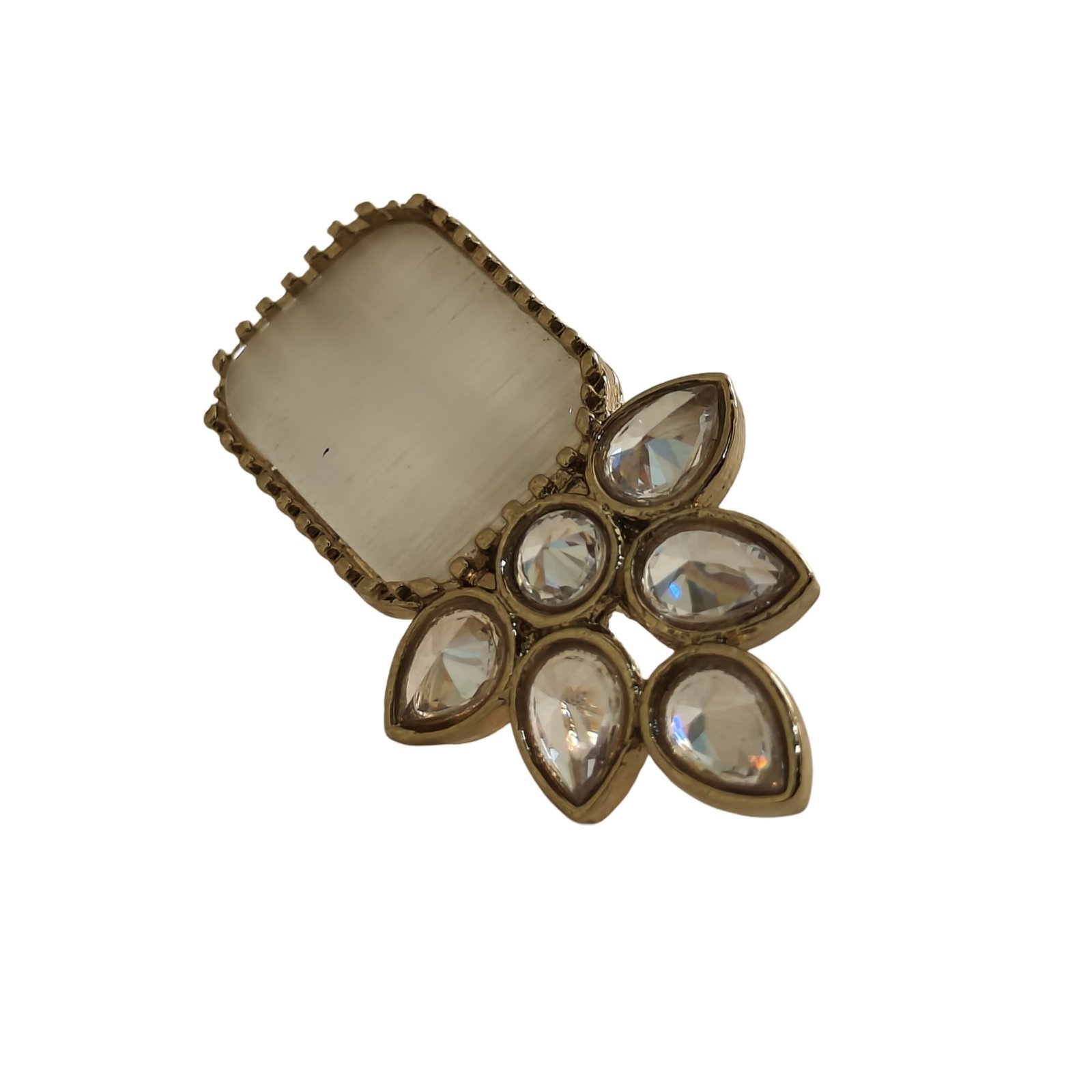 Ivory Stone Floral Statement Stud Earrings