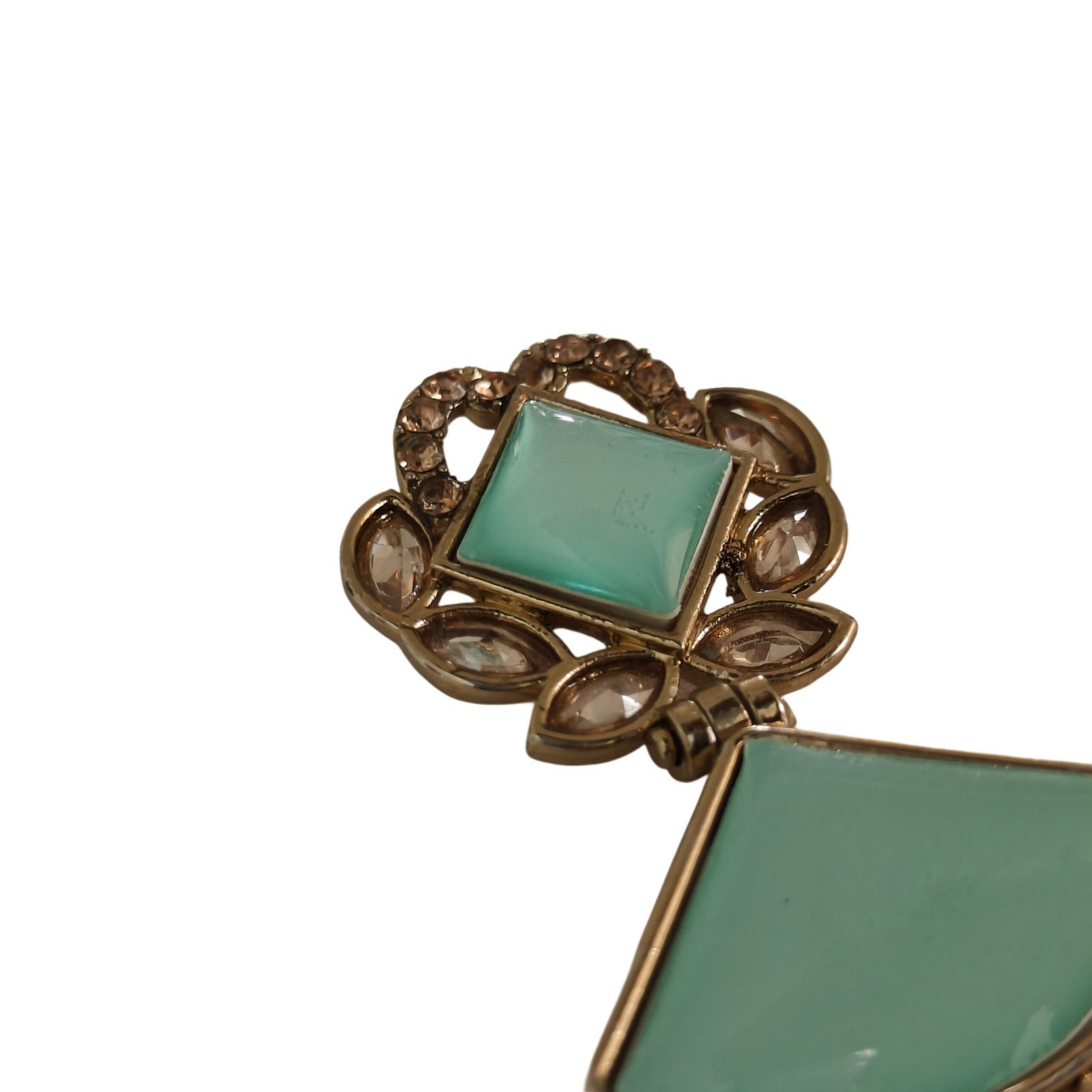 Aqua Stone Floral Drop Statement Earrings