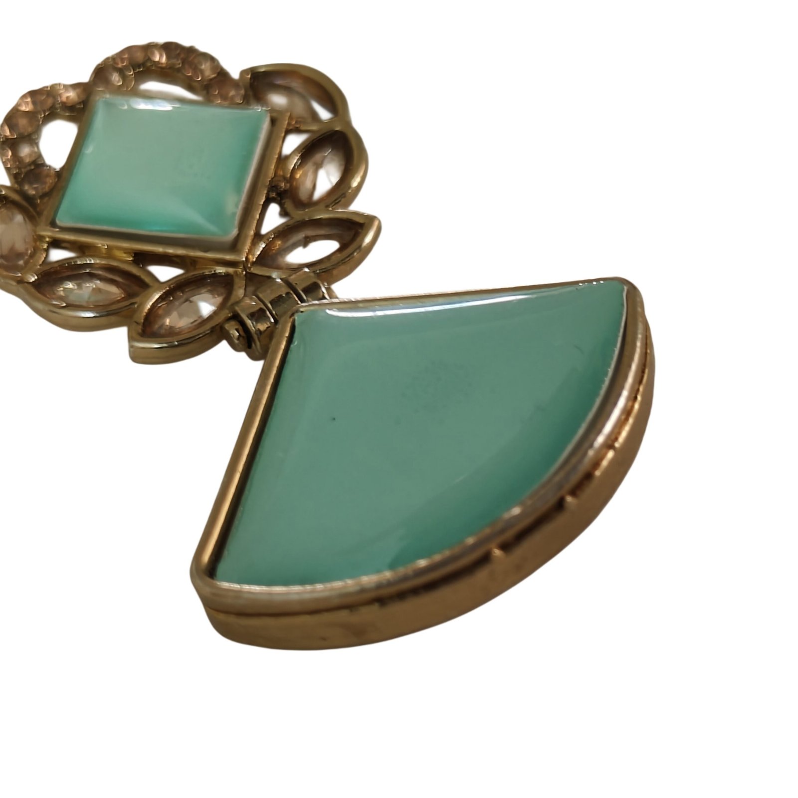 Aqua Stone Floral Drop Statement Earrings