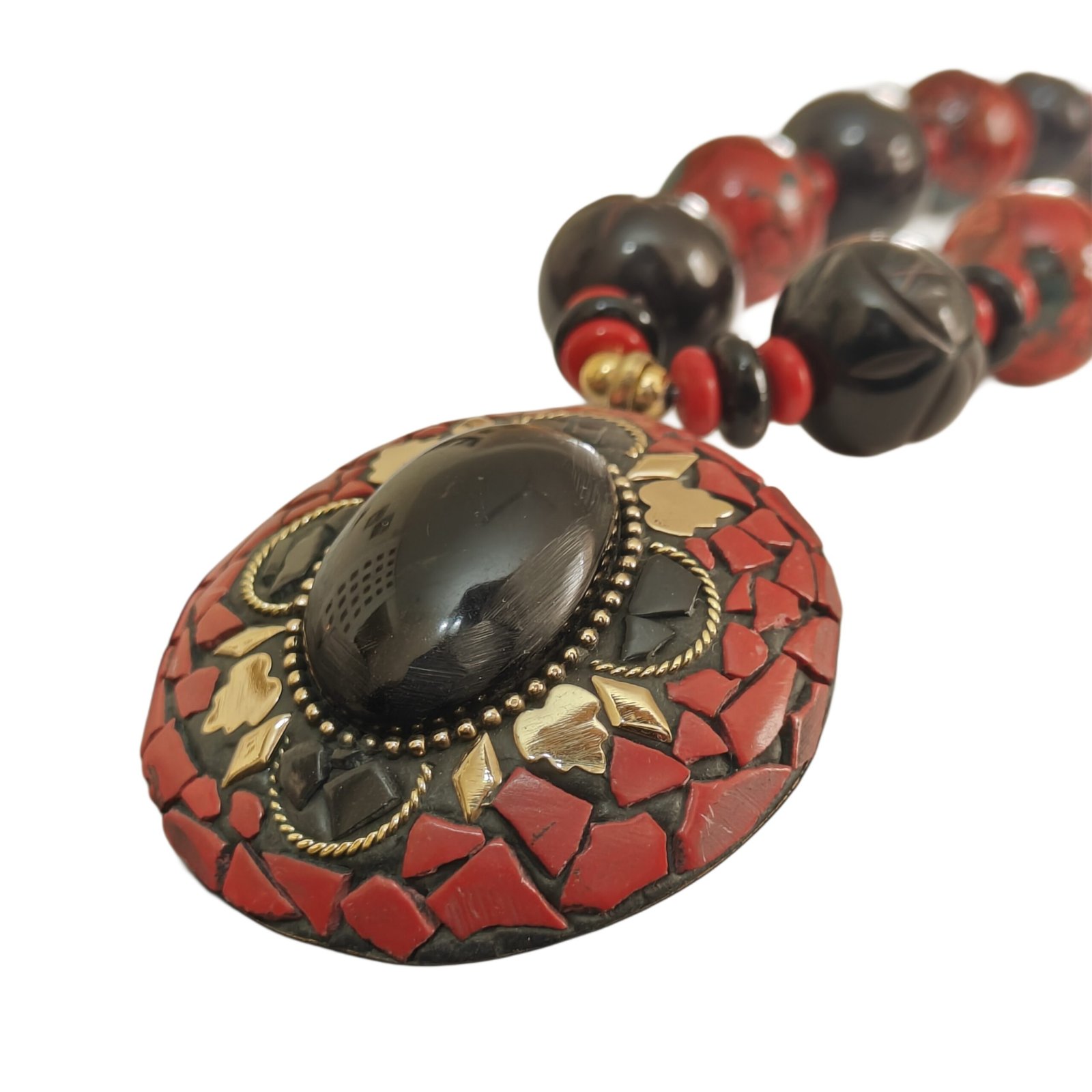 Royal Noir Mosaic Pendant Necklace