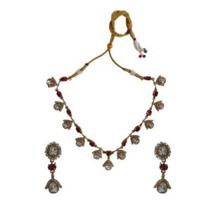 Ruby & Kundan Drop Necklace Set with Matching Dangle Earrings