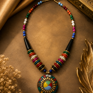 Multicolor Handcrafted Mosaic Pendant Necklace
