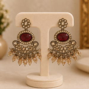 Vintage Ruby Crystal Chandelier Earrings for Women