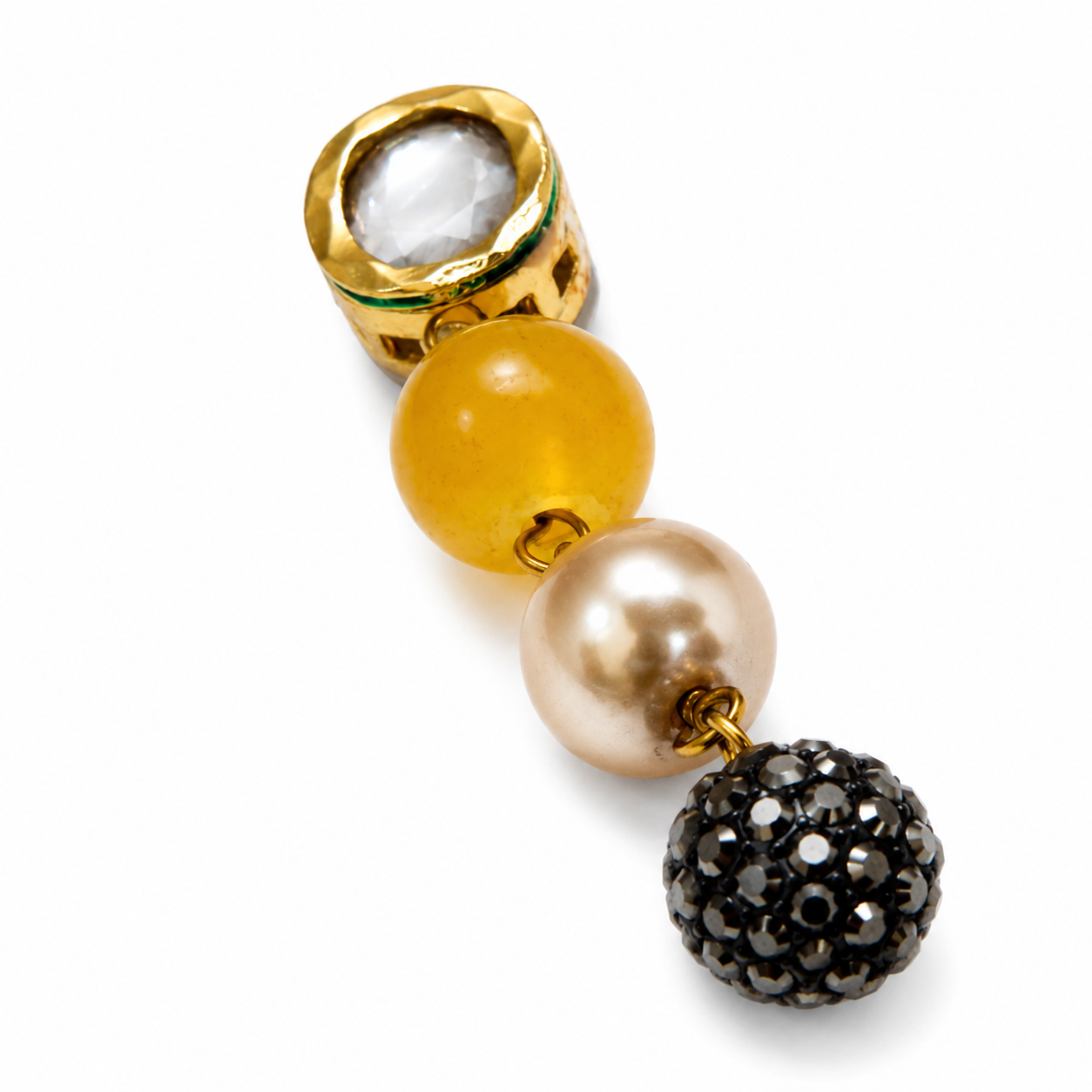 Golden Amber Pearl Beaded Necklace & Earrings Set