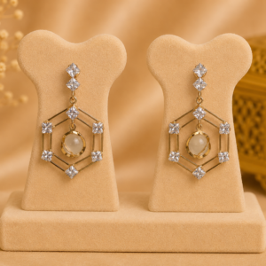 Geometric Crystal Hexagon Drop Earrings