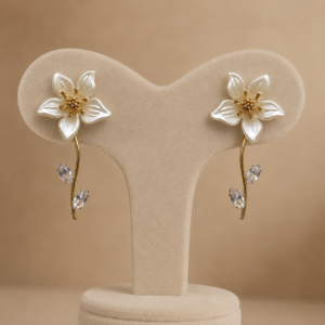 Elegant Pearl Blossom Floral Drop Earrings