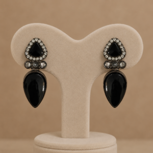 Midnight Black Crystal Drop Statement Earrings