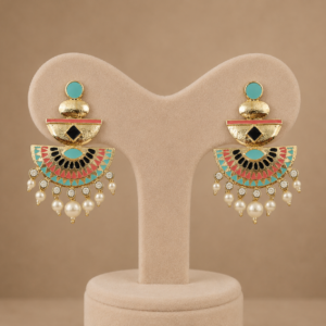 Multicolor Enamel Pearl Drop Earrings for Women
