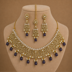 Royal AD Choker Necklace with Earrings & Maang Tikka