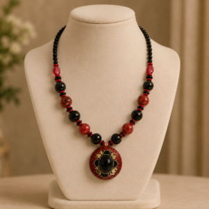 Royal Noir Mosaic Pendant Necklace for Women