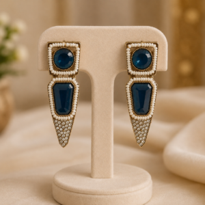 Royal Sapphire Geometric Statement Earrings
