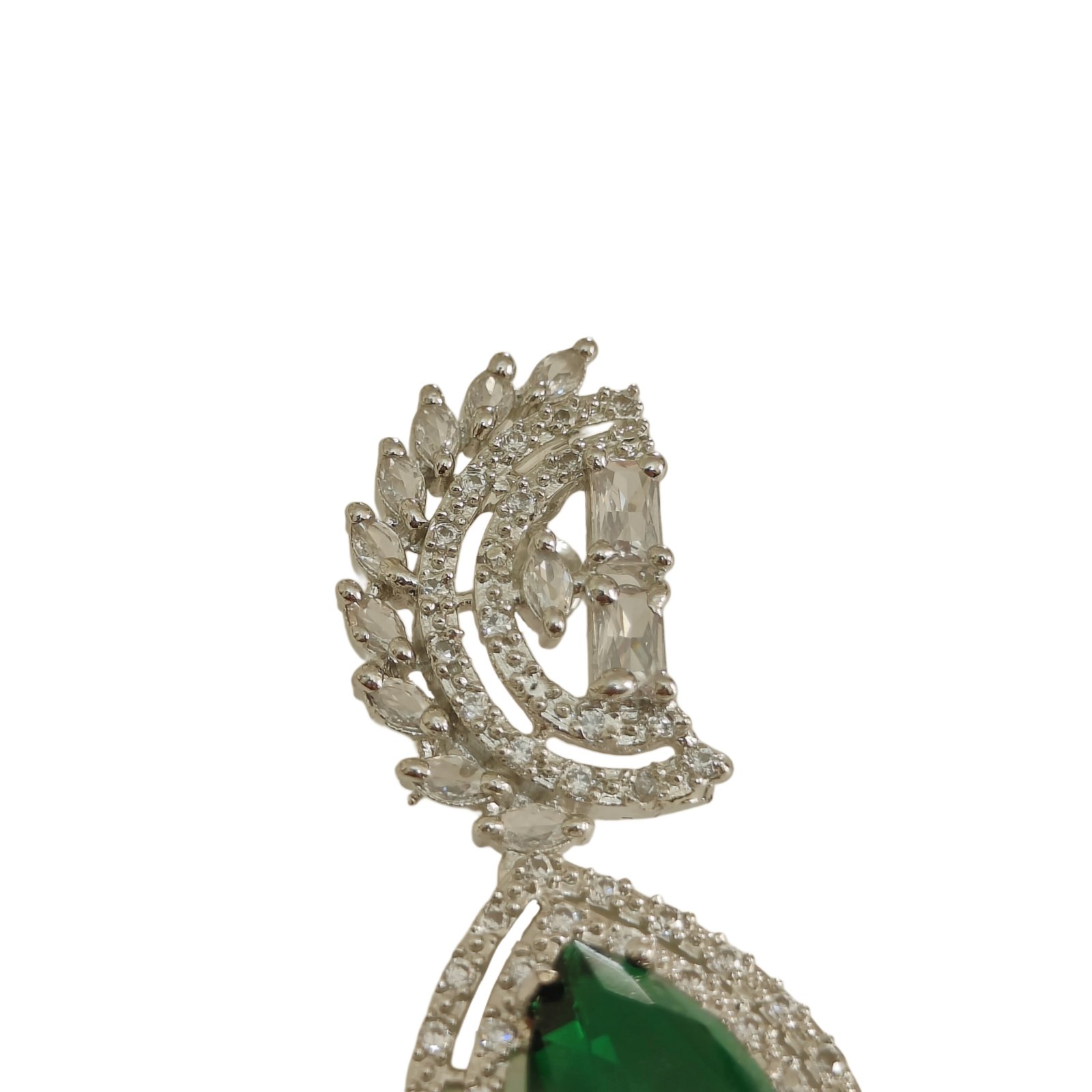 Emerald Teardrop Crystal Halo Statement Earrings Emerald Teardrop Crystal Halo Statement Earrings
