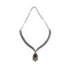 Silver-Tone Ruby Red Crystal Pendant Necklace Set with Earrings