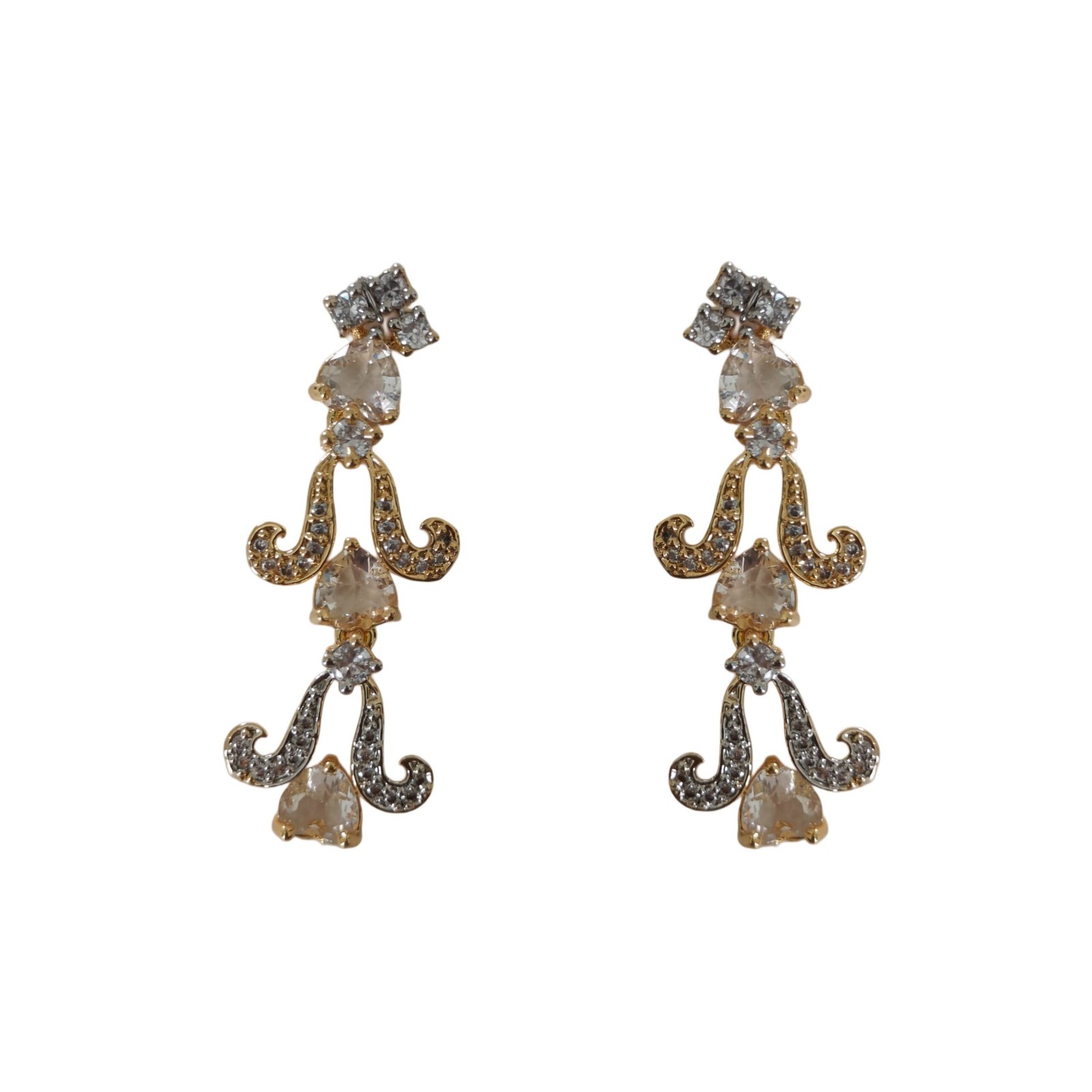 Gold-Tone Crystal Wave Necklace Set with Drop Earrings