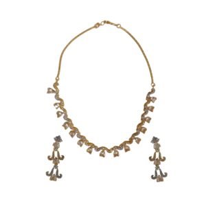 Gold-Tone Crystal Wave Necklace Set with Drop Earrings