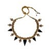 Navy Blue Spike Statement Necklace Set with Earrings