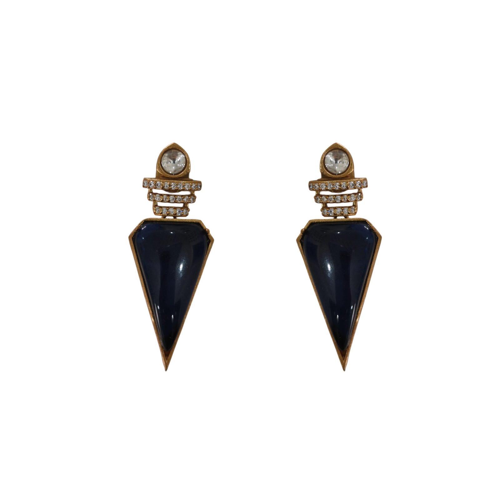 Navy Blue Spike Statement Necklace Set with Earrings