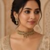Multicolor Floral Kundan Choker Necklace Set with Statement Earrings