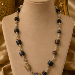 Black & Brown Natural Stone Beaded Necklace