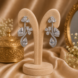 Floral Vine Cubic Zirconia Statement Earrings