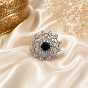Midnight Sapphire Snowflake Statement Ring