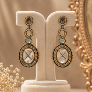 Antique Kundan Halo Statement Drop Earrings