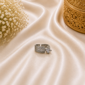 Brilliant Solitaire Wide Band Statement Ring