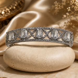 Silver-Tone Crystal Openable Bracelet