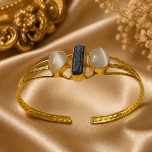 Gold-Tone Triple Stone Open Cuff Bracelet