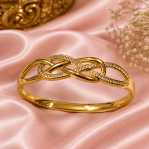 Elegant Gold-Tone Openable Crystal Knot Bracelet