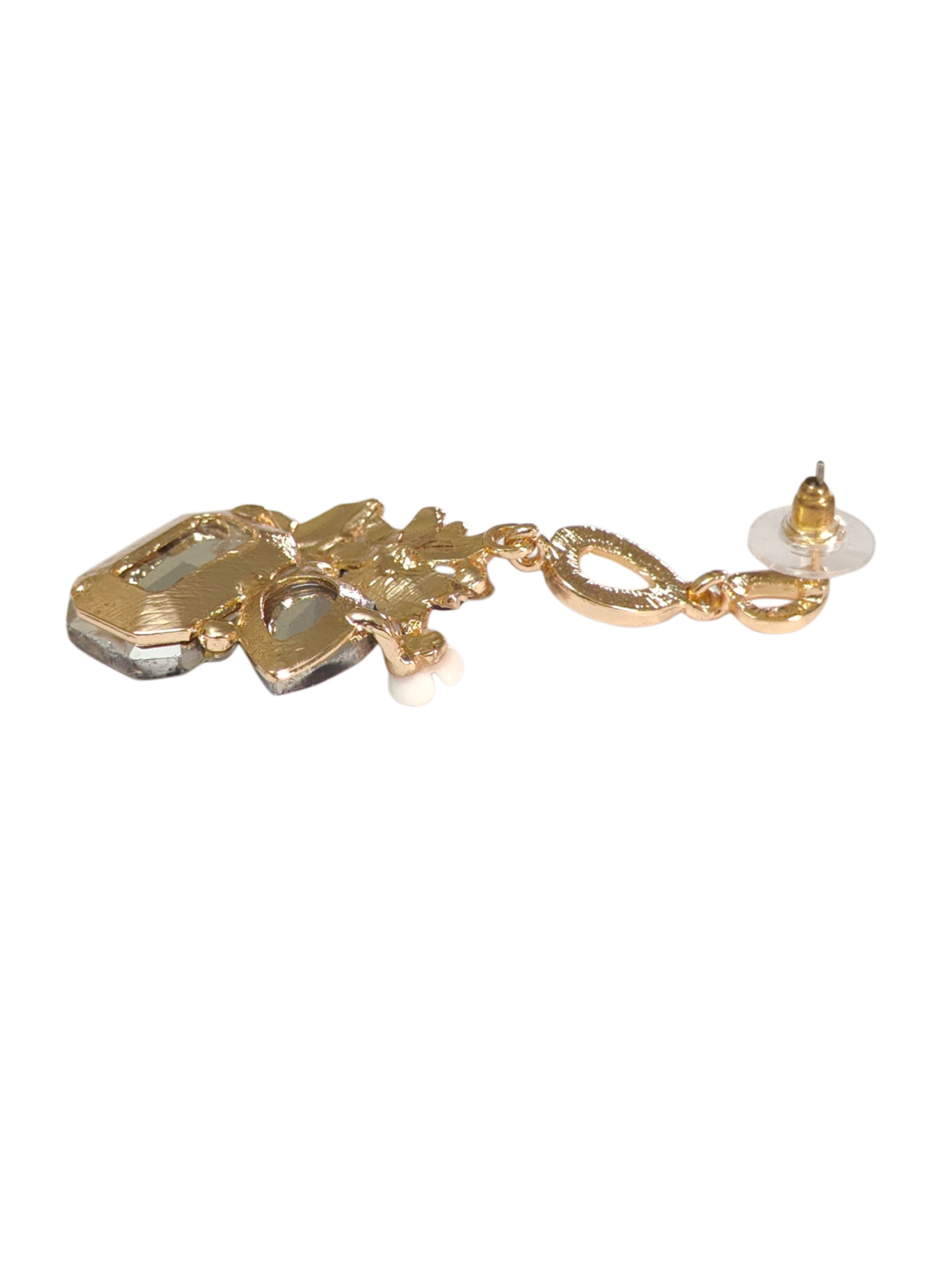 Black Floral Crystal Statement Drop Earrings - Image 4