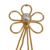 Golden Floral Pearl Tassel Drop Earrings - Thumbnail Image 2