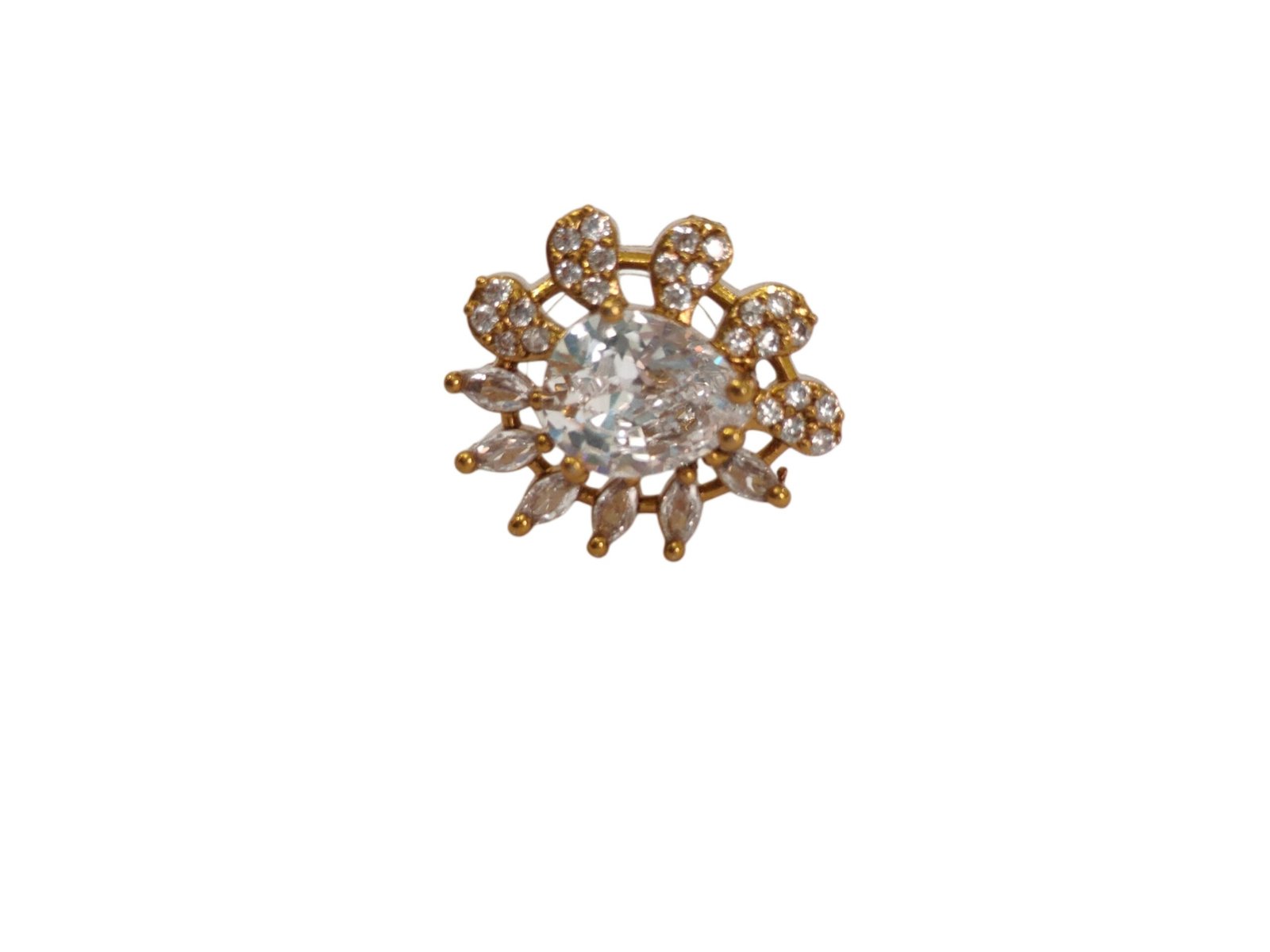 Golden Floral Crystal Studs - Image 3